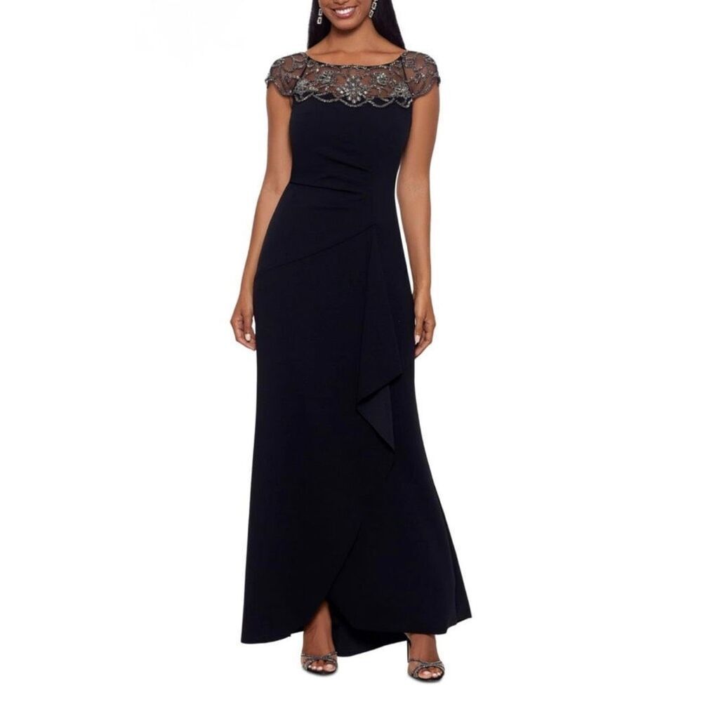 Nwt Xscape Black Beaded Gown Dress 10 Mother Bride Formal Gala Prom Evening